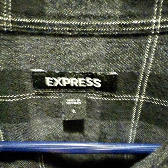 Express Button Down Plaid Shirt, Men’s Small, Black, Plaid - Picture 4 of 4